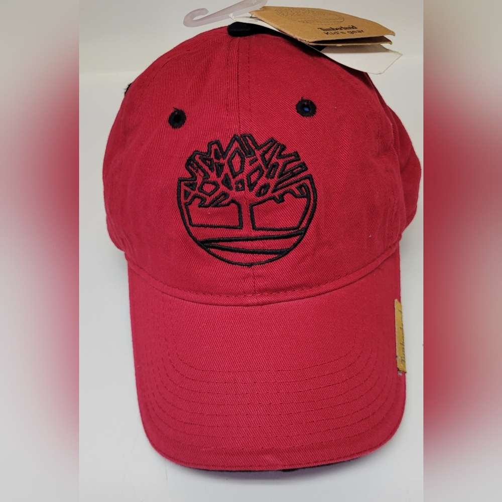 Timberland Men's Slideback Hat Red Size OS Embroidered Logo 100% Cotton